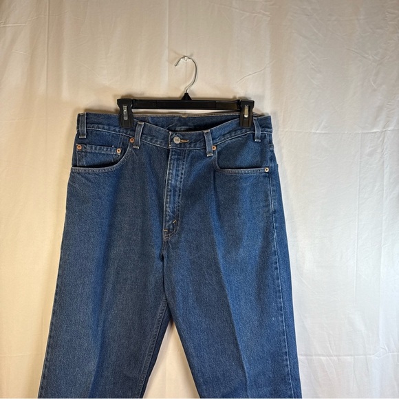 Levi's Dark Blue Straight Jeans 505 Regular Straight Leg Size 36x32 Preowned - Picture 2 of 10